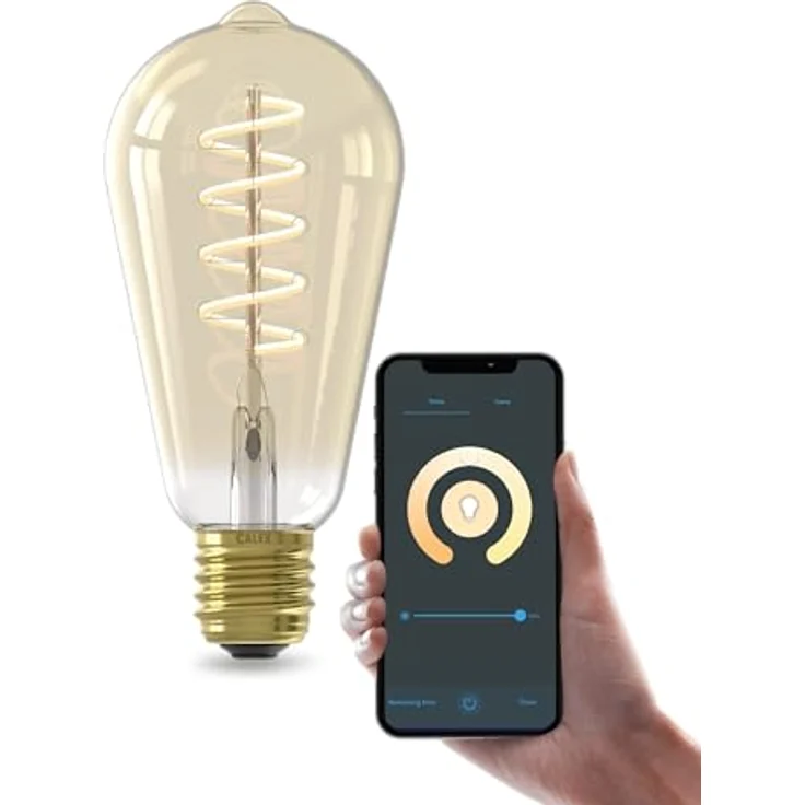 CALEX Smart Lampe Spirale Filament E27 Edison ST64 Gold, WLAN Lampe mit Alexa Sprachsteuerung, 7W Warmweißes Licht – Bild 1