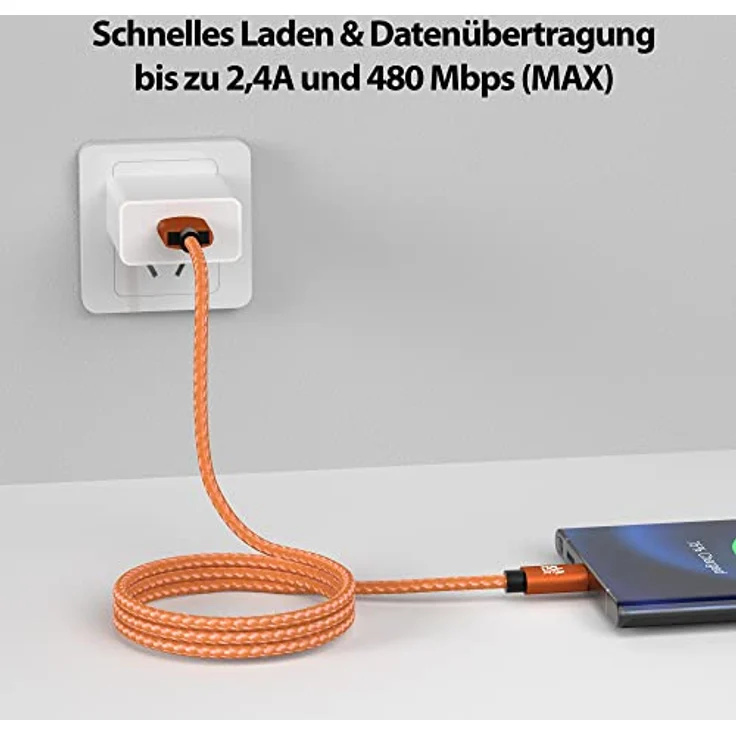 JAMEGA USB-C Kabel Nylon, Schnell Ladekabel 0,5m mit hoher Langlebigkeit, 5 Gbps Datentransfer, kompatibel mit Samsung, Huawei, HTC und LG – Bild 2