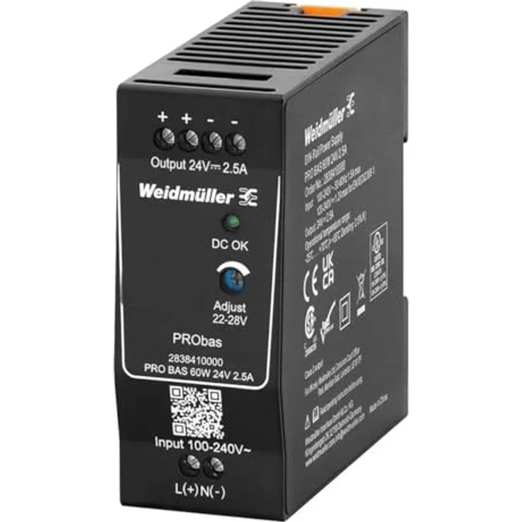 Weidmüller PRO BAS 24V DC Stromversorgung, 60W, 2.5A, Art.-Nr. 2838410000 – Bild 1
