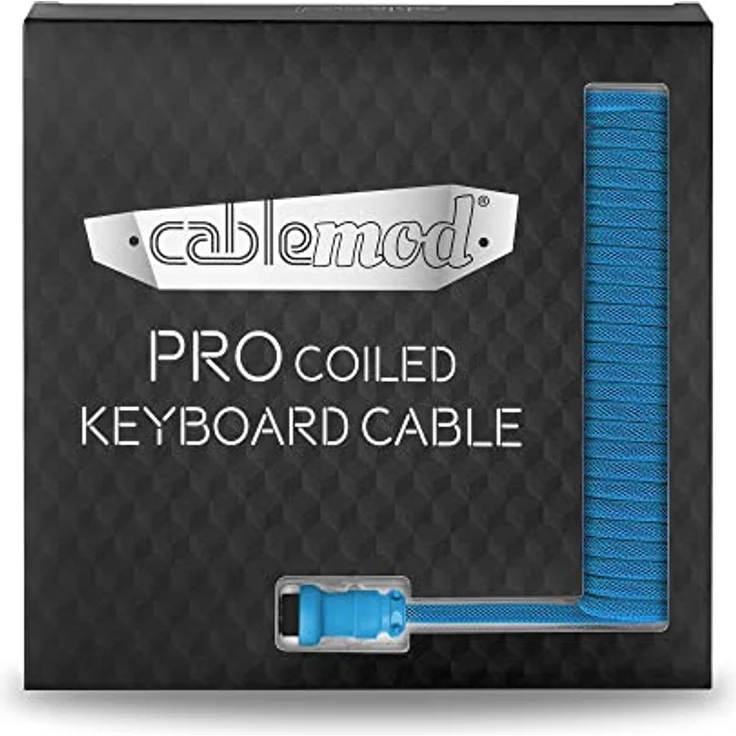 CableMod Pro Coiled Keyboard Cable - Spiralkabel für Tastatur Micro USB auf USB Typ A - Gaming Tastaturkabel 1,5m Lange - Hohe Lebensdauer - Aviator Stecker - Blau – Bild 5