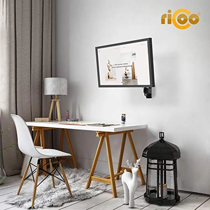 RICOO PC Monitor Wandhalterung höhenverstellbar Gasfeder Schwenkbar Neigbar für Bildschirm 17-27 Zoll, Halterung Wand S4411, Monitorhalterung, Bildschirmhalterung, VESA 75 x 75, 100x100 mm – Bild 4