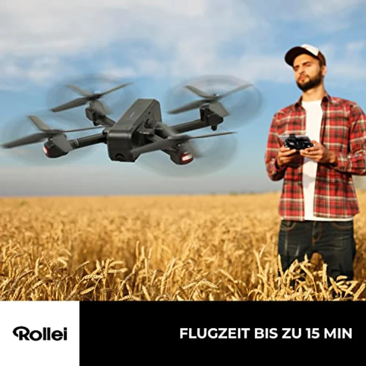 Rollei Fly 100 Combo Drohne, WiFiLiveBild Übertragung, 6Achsen Gyroskop, LuftdruckSensor, FullHDKamera, lange Flugzeit, innovative Gestensteuerung, einfache Steuerung über Fernebdienung, schwarz – Bild 3