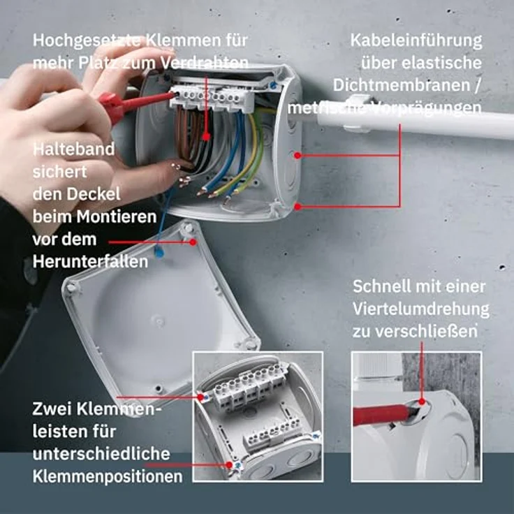 Hensel Kabelabzweigkasten DK 0606 G 1,5-6qmm Dose, Gehäuse für Montage auf der Wand-Decke 4012591124993 – Bild 8