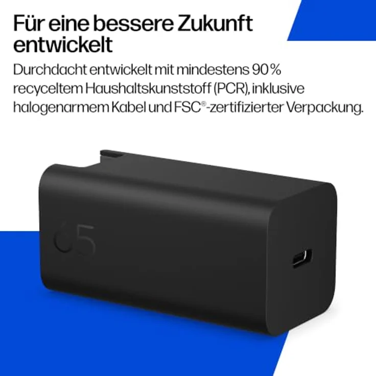 HP CS9V8AA, 100W Gallium Nitride Wall Charger mit 2 m USB-C®-Kabel, schwarz, effizientes und sicheres Laden – Bild 7