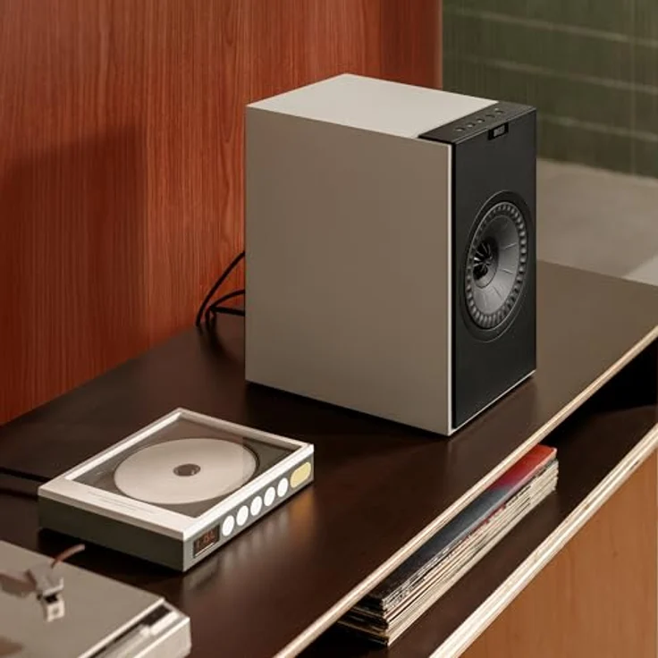 KEF Coda W Kabellose HiFi-Regallautsprecher, Nickel Grey | Bluetooth 5.4 aptX Lossless, kompatibel mit Plattenspieler, Fernseher, PC & Laptop, 200 Watt Leistung – Bild 4