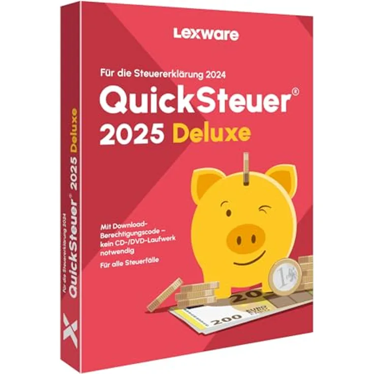 Lexware QuickSteuer Deluxe 2025 (für Steuerjahr 2024), Minibox, Private und gewerbliche Steuererklärung