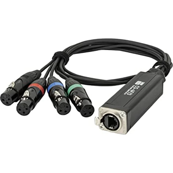 Showgear CS-4F/3, 4 Kanal DMX Shuttle Lichtsteuerung mit farbcodierten DMX-Buchsen und 75 cm Kabel – Bild 1