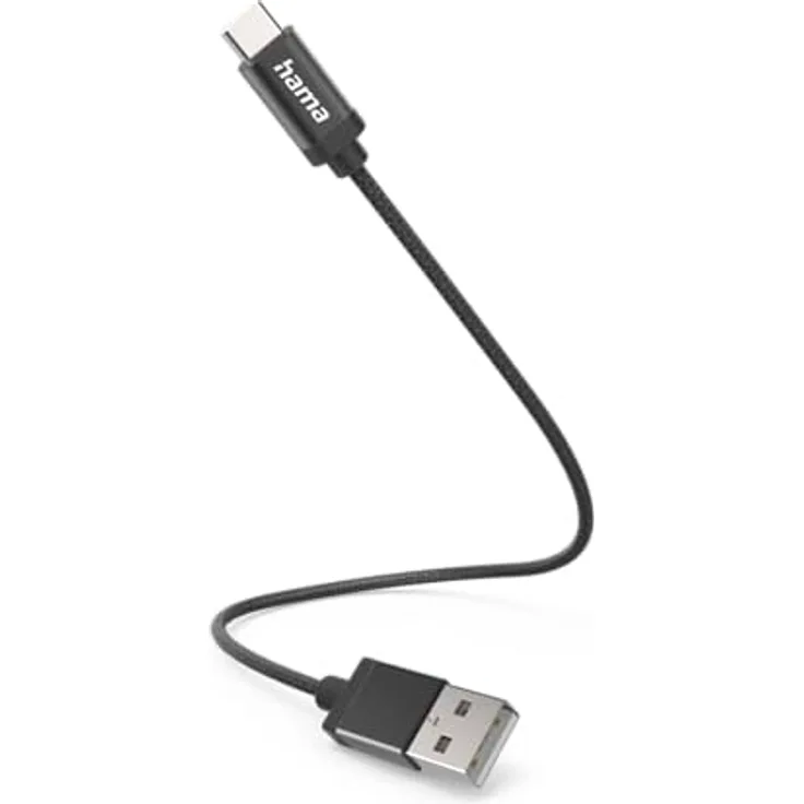 Hama USB-Ladekabel USB 2.0 USB-A Stecker, USB-C® Stecker 0.20m Schwarz 00201600