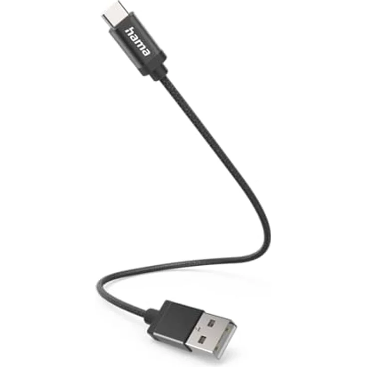 Hama USB-Ladekabel USB 2.0 USB-A Stecker, USB-C® Stecker 0.20m Schwarz 00201600 – Bild 1