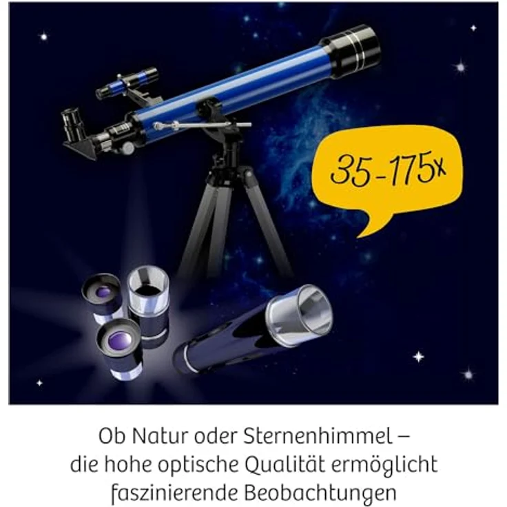 Kosmos Teleskop Astro-Teleskop, mit Aluminiumstativ, 35-, 56- und 175-fache Gesamtvergrößerung – Bild 4