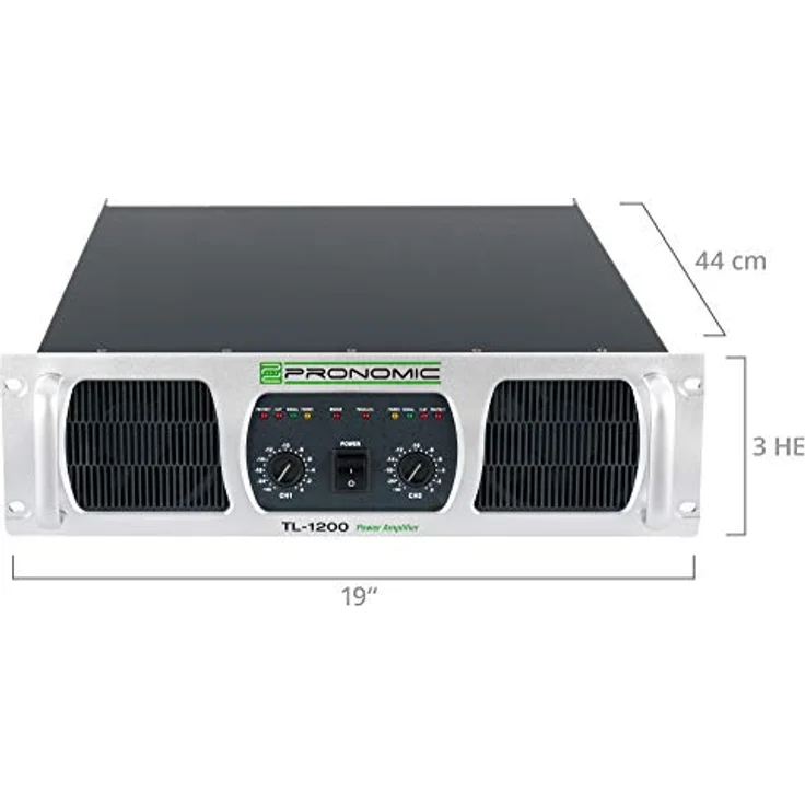 Pronomic TL-1200 Endstufe - Stereo-Leistungsverstärker mit 2x 2400 Watt an 2 Ohm - Lüfter Temperaturgeregelt - Parallel, Stereo und Bridge Mode mit Schutzschaltungen - Ausgangs Schaltungstype Class H, schwarz – Bild 5