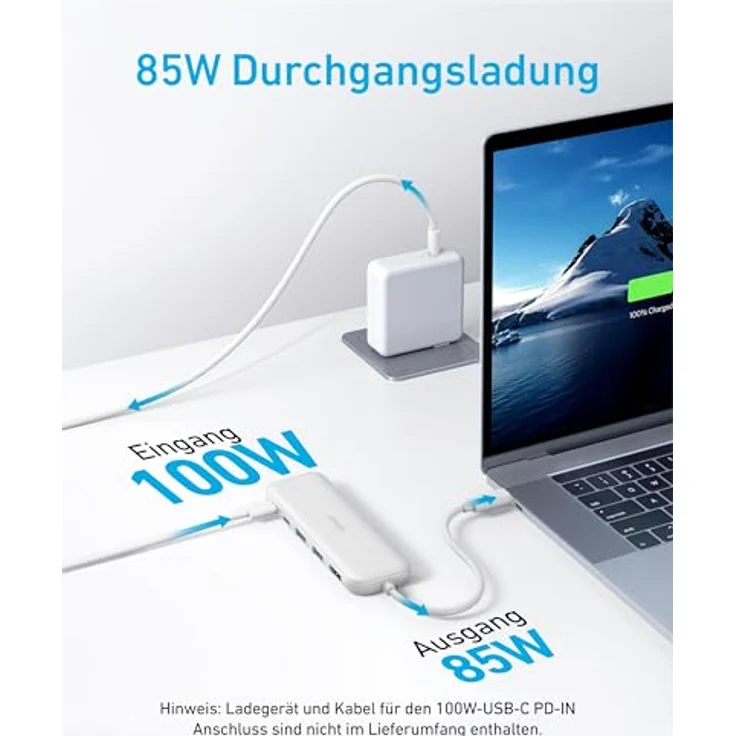 Anker 332 USB-C Hub (5-in-1) with 4K HDMI Display, 5Gbps - and 2 5Gbps USB-A Data Ports (Weiß) – Bild 3