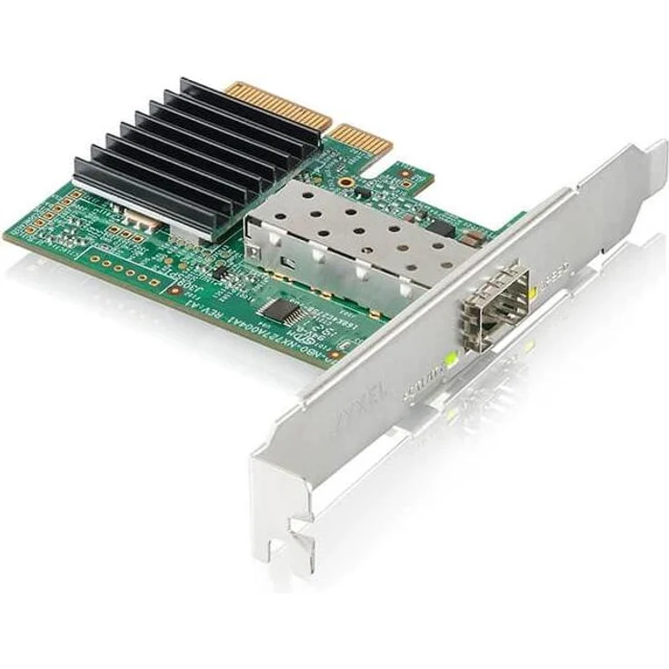 Zyxel XGN100F 10G SFP+ (PCI-E x4), Netzwerkkarte, Grün, 10-Gbit/s-Netzwerkzugang, Glasfaserverbindung, Kühlkörper, QoS – Bild 1