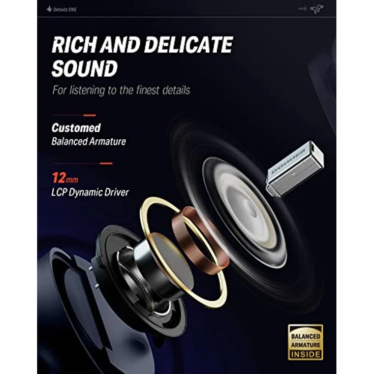 Donner Bluetooth Kopfhörer mit Geräuschunterdrückung, In Ear Kopfhörer kabellos mit 12mm Audiotreiber, intensiver Bass, Noise Cancelling Kopfhörer mit 4 Mikrofone, 32 Std Akku, Bluetooth 5.2 - blau – Bild 3