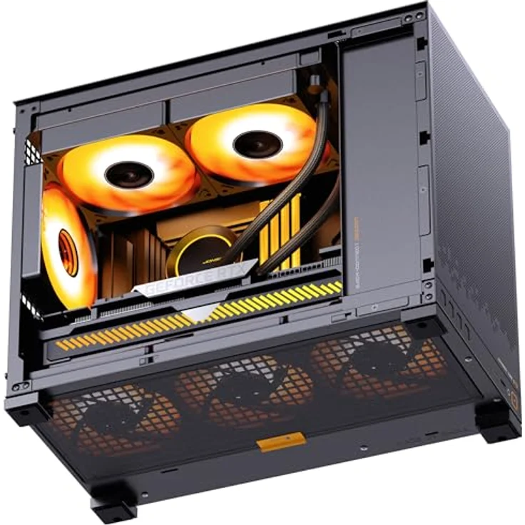 Jonsbo D32 STD Black, Mini-PC-Gehäuse für mATX mit Tempered Glass, unterstützt bis zu sechs 120-mm-Lüfter, max. 240-mm-AiO, schwarz – Bild 5