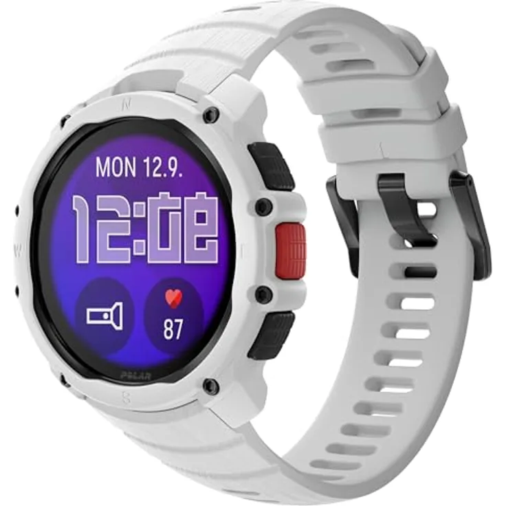 Polar Street X Smartwatch, 3,25 cm AMOLED-Touchscreen, GPS, Herzfrequenzmessung, stoßfest, integrierte LED-Taschenlampe, grau