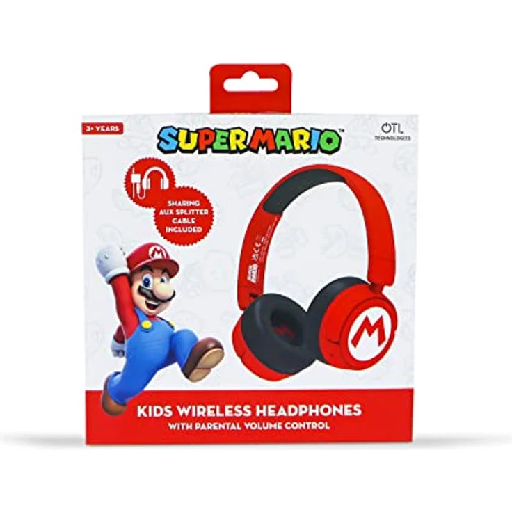 OTL Technologies SM1016 Super Mario Kabellose Kinder-Kopfhörer, Rot – Bild 2