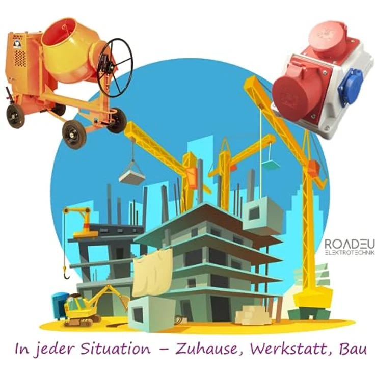 RoadEu - Kombi Wandsteckdose - Wandverteiler 32A, 16A CEE Steckdose mit Schuko 230V - Baustromverteiler 16A 32A - PCE Steckdosen - Aufputz Verteilerkasten - Stromverteiler Innen und Außen, IP44-Gehäuse, isolierte Bauform – Bild 5