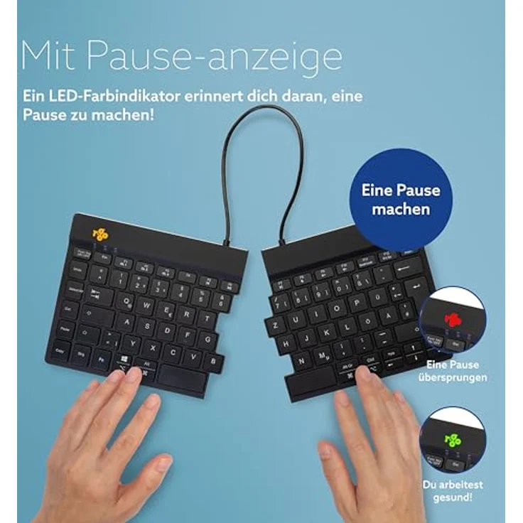 R-Go Tools R-GO SPLIT BREAK ERGONOMIC (DE, Kabellos), Tastatur, Schwarz - Bluetooth QWERTZ Layout – Bild 5
