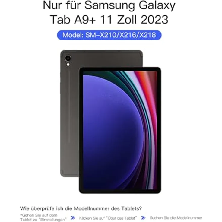 Inateck Hülle Tastatur für Samsung Galaxy Tab A9 Plus 11 Zoll 2023, abnehmbare magnetische QWERTZ-Tastatur mit verstellbarem Ständer, Modell SM-X210/X216/X218 – Bild 2