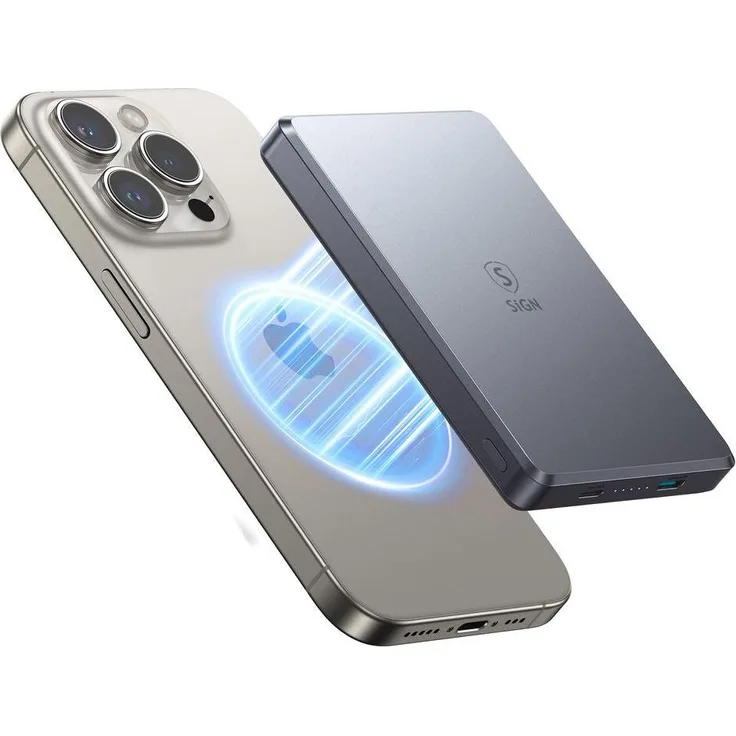 SiGN Ultrathin Magnetic Powerbank 10000mAh, 20W - Grau