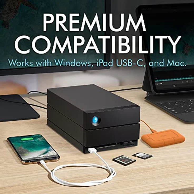 LaCie 2big Dock RAID, 32 TB, externe HDD – Thunderbolt 4-Anschlüsse und USB4-Kompatibilität, Datenwiederherstellung (STLG32000400) – Bild 4