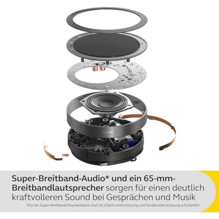 Jabra Speak2 75 schnurlose Freisprechlösung mit USB-C Bluetooth-Adapter, 4 Mikrofone mit Geräuschunterdrückung, 65 mm Breitband-Lautsprecher, Dunkelgrau – Bild 3