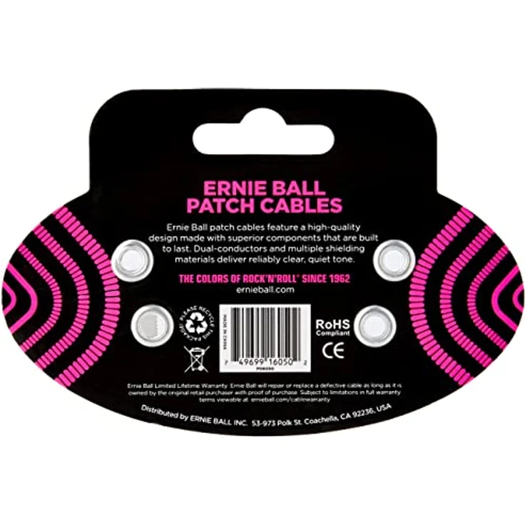 Ernie Ball Patchkabel beidseitig gewinkelt, 15,24 cm, 3er-Pack, schwarz, sauerstofffreies Kupfer, flexible Konstruktion, doppelte Abschirmung – Bild 5