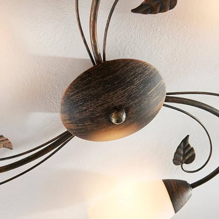 Lindby Deckenlampe 'Stefania' (Retro, Vintage, Antik) in Braun aus Glas u.a. für Wohnzimmer & Esszimmer (3 flammig, E14) - Deckenleuchte, Lampe, Wohnzimmerlampe – Bild 4