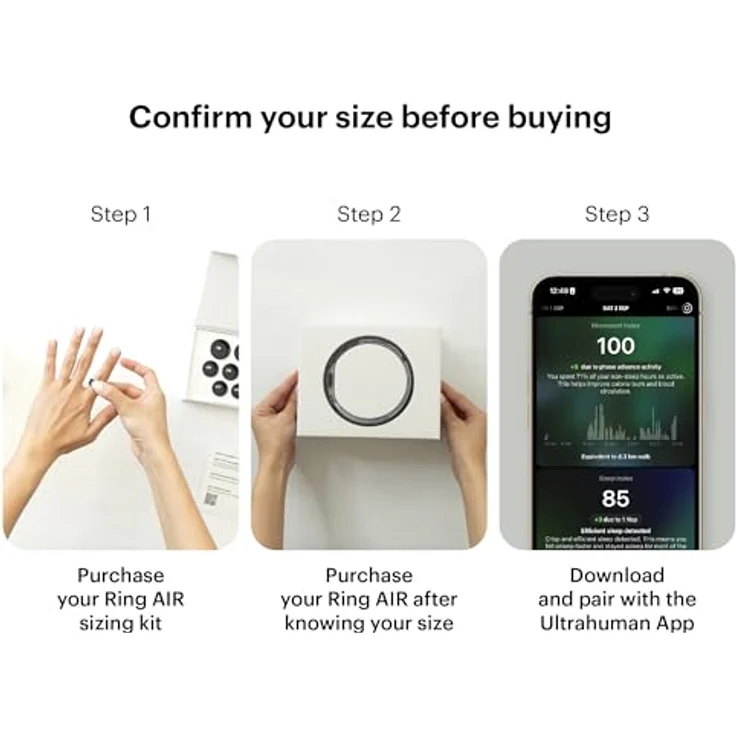 ULTRAHUMAN Ring AIR - Smart Ring mit Schlafverfolgung, Workouts, Herzfrequenz - Bis zu 6 Tage Akkulaufzeit (Größe 12) – Bild 2