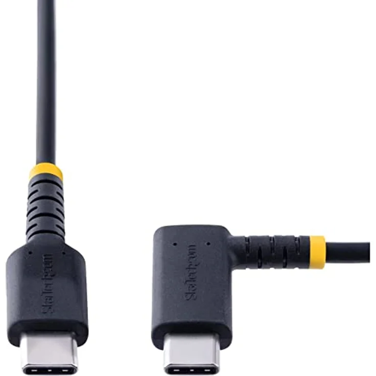 StarTech.com 2 m USB-C Ladekabel Mit Winkelstecker und 60W PD 3A - Robustes Schnellladekabel Mit Aramidfaser - USB-C Auf USB-C Kabel - USB 2.0 Typ-C Kabel Für Handy, Tablet (R2CCR-2M-USB-CABLE) – Bild 4