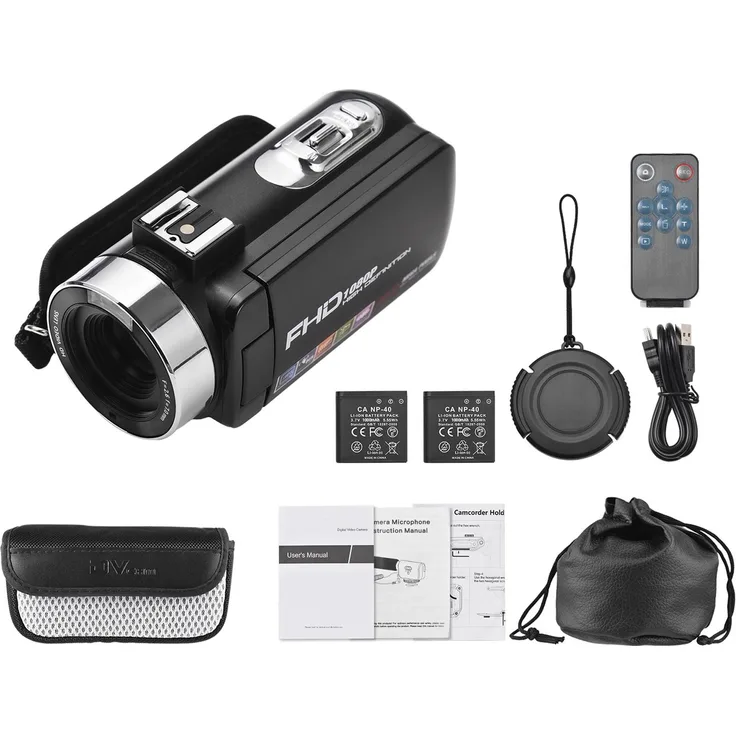 Lixada 1080P DV Kamera, 30MP Ultra HD Camcorder mit 18X Digital Zoom, 3.0 Zoll IPS-Display, Fernbedienung und 2 Akkus