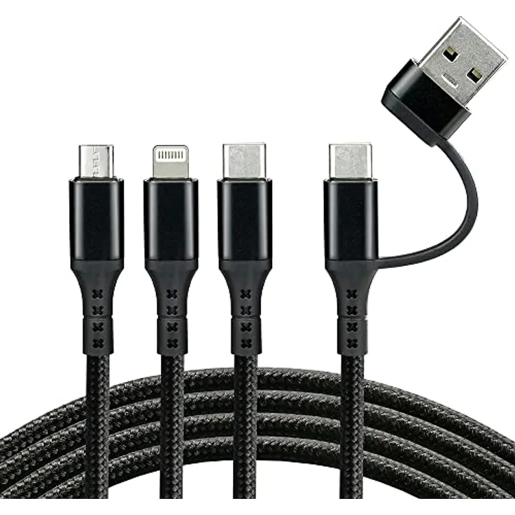 everActive USB-C/USB 3in1, USB-C, Lightning, micro USB Nylonkabel, schnelles Laden bis zu 3 A, 120 cm, Modell: CBB-1.2ALL