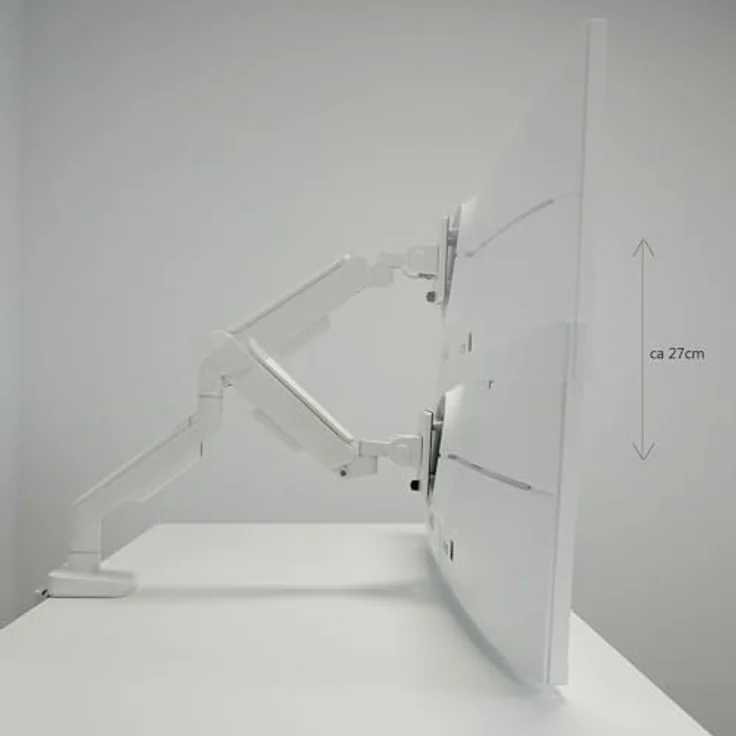 LC-Power LC-EQ-A49W, Monitor Halterung für Bildschirme bis 49 Zoll, VESA 100x100 mm, Weiss, stufenlos höhenverstellbar bis 47 cm, Tragkraft 20 kg – Bild 4