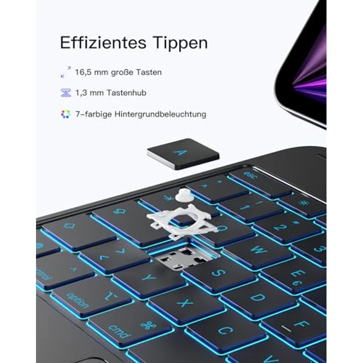 Inateck Magic Magnetische Tastatur Hülle für iPad Pro 13 (2025/2024, M5/M4), Großes Trackpad, 7-farbige Hintergrundbeleuchtung, LED Smart Power-Anzeige, Stifthalter – Bild 9