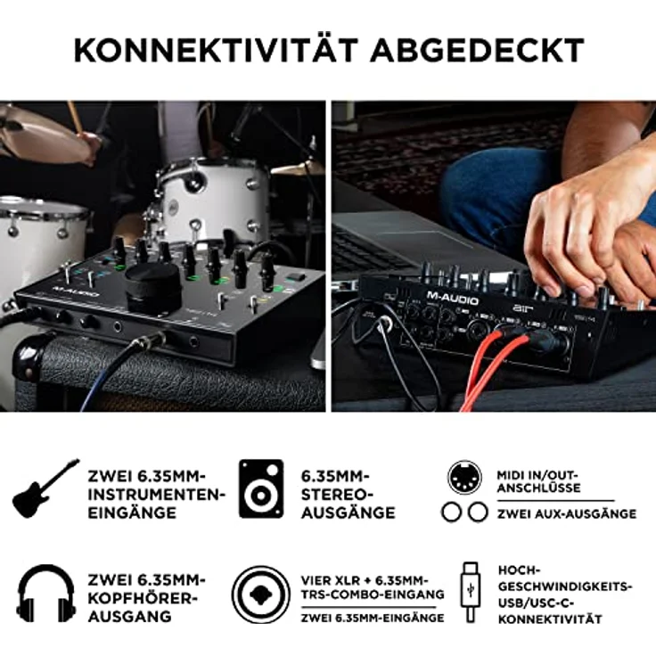 M-Audio AIR 192 | 14 - 8-in-4-out USB Audio- - MIDI-Schnittstelle mit ProTools und Ableton Live Recording Software mit Studio-Effekten und Instrumenten - Preisvergleich – Bild 3
