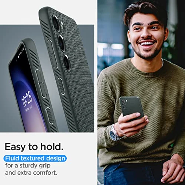 Spigen Liquid Air Hülle Kompatibel mit Samsung Galaxy S23 Plus 5G -Schwarz Gemustertes TPU, Air Cushion Technologie, Spider Web Design, Schutzrand für Display und Kamera – Bild 4