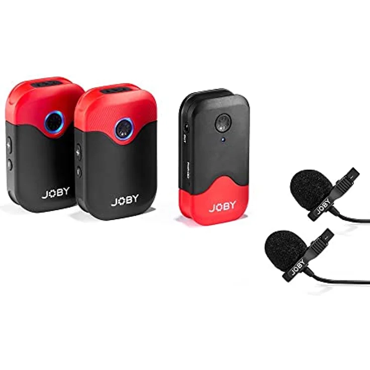JOBY Wavo AIR Drahtloses 2,4-GHz-Mikrofonsystem mit Zwei Sendern Entwickeltem Befestigungssystem, Filmaufnahmen, Interview, Drahtlose Mikrofone, Mikrofon Handy, Ansteckmikrofon Kabellos – Bild 1