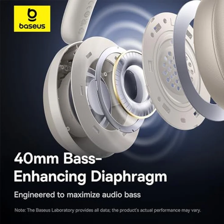 Baseus Bass 35 Max, Kopfhörer kabelgebunden & kabellos, Bluetooth V5.3, 50 Stunden Akkulaufzeit, Beige – Bild 10