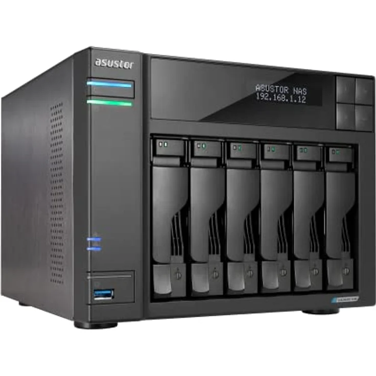 Asustor Lockerstor 6 Gen 2 AS6706T | 6 Bay NAS - Netzwerkspeicher Gehäuse, Quad Core 2.0GHz CPU, 4 M.2 PCIe 3.0 ssd Slot, 2 2.5GbE Port, 8GB RAM DDR4 – Bild 1