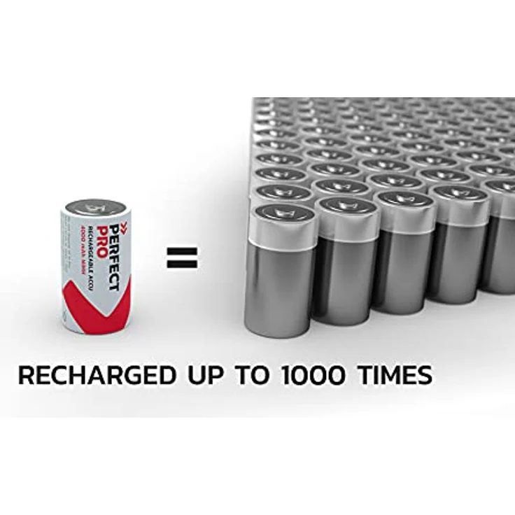 PerfectPro C-Batterien, 2er Pack NiMH, wiederaufladbar, 4000 mAh, 1,2 Volt, lange Lebensspanne, ideal für Lautsprecher und digitale Geräte – Bild 5