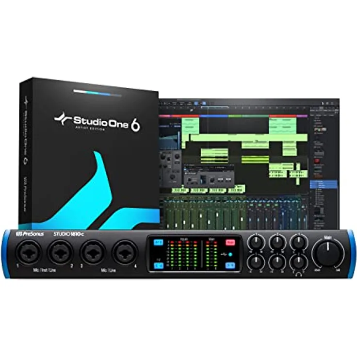 PreSonus Studio 1810c, 18 Eingänge/8 Ausgänge, 192 kHz, USB-C Audio Interface mit Software-Bundle inklusive Studio One Artist, Ableton Live Lite DAW und mehr für Aufnahme, Streaming und Podcasting