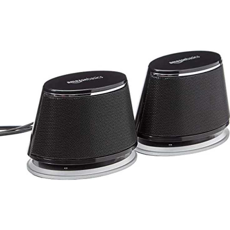 Amazon Basics - PC-Lautsprecher mit dynamischem Sound, USB-Betrieb, Schwarz, 2 Stück, 1 Paire – Bild 1