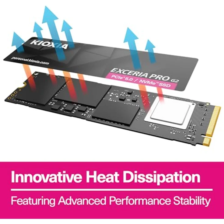 KIOXIA EXCERIA PRO G2, 1TB M.2 2280 NVMe SSD, PCIe 5.0, bis zu 14.900 MB/s Lesen, 13.700 MB/s Schreiben, internes Hochgeschwindigkeitslaufwerk für Laptop und Desktop-PC, Gaming, Content Creation, Videobearbeitung – Bild 5