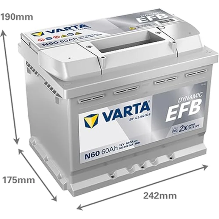 VARTA N60 Blue Dynamic EFB, 12V 60Ah Autobatterie mit 640A Kälteprüfstrom für Start-Stop Fahrzeuge, inklusive 7,50 Pfand – Bild 3