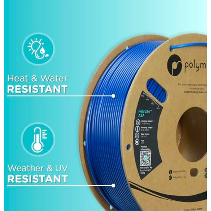 Polymaker PolyLite ASA Blue, 3D-Druckfilament mit UV-Beständigkeit, 1.75mm, 1kg – Bild 5