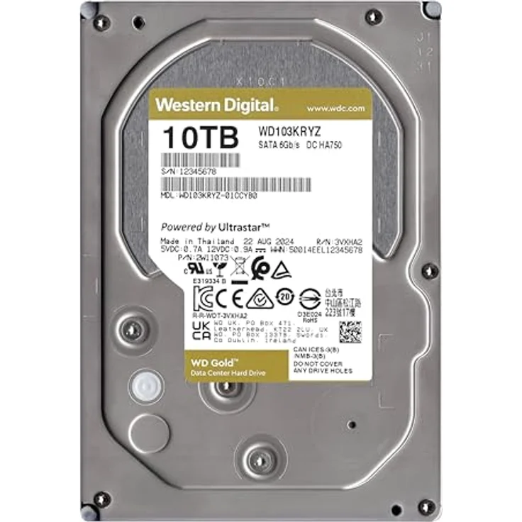 Western Digital WD Gold 10TB SATA 6Gb/s HDD, Enterprise-Klasse Speicher mit 24 TB Kapazität in flexibler Konfiguration – Bild 2