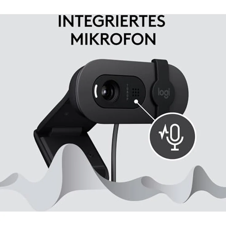 Logitech Brio 100 Full HD-Webcam für Meetings und Streaming, Auto-Lichtausgleich, integriertes Mikrofon, Abdeckblende, USB-A, für Microsoft Teams, Google Meet, Zoom und mehr - Graphit – Bild 5