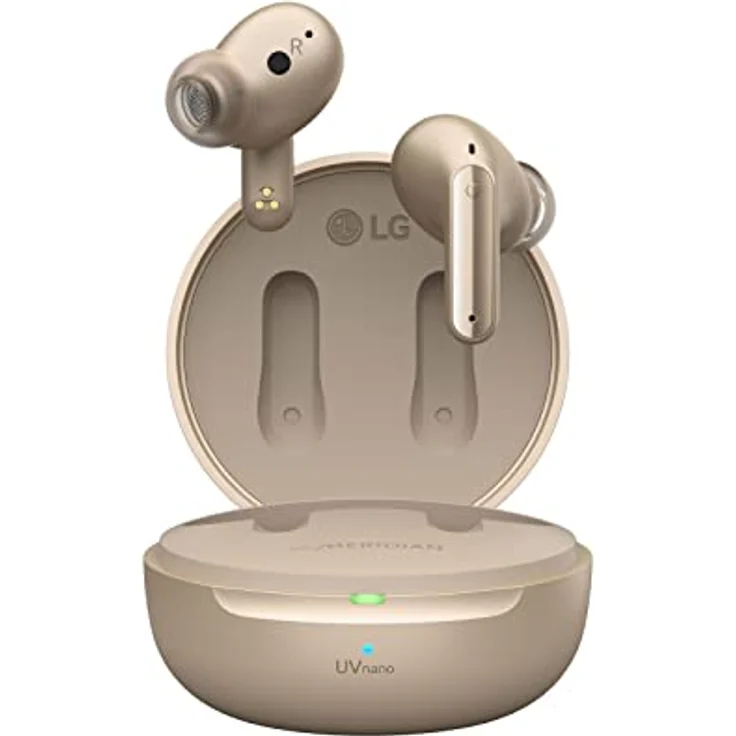 LG TONE Free DFP8 In-Ear Bluetooth Kopfhörer mit MERIDIAN-Sound und Active Noise Cancellation (ANC), kompatibel mit Siri und Google Assistant, TONE-DFP8E.CDEULLK Gold – Bild 1