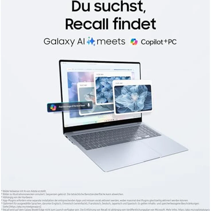 Samsung Galaxy Book4 Edge AI-Laptop NP940XMA-KB1DE, 14-Zoll-Display, 16GB RAM, Snapdragon X Elite Prozessor, 512GB Speicher, Copilot, Sapphire Blue – Bild 3